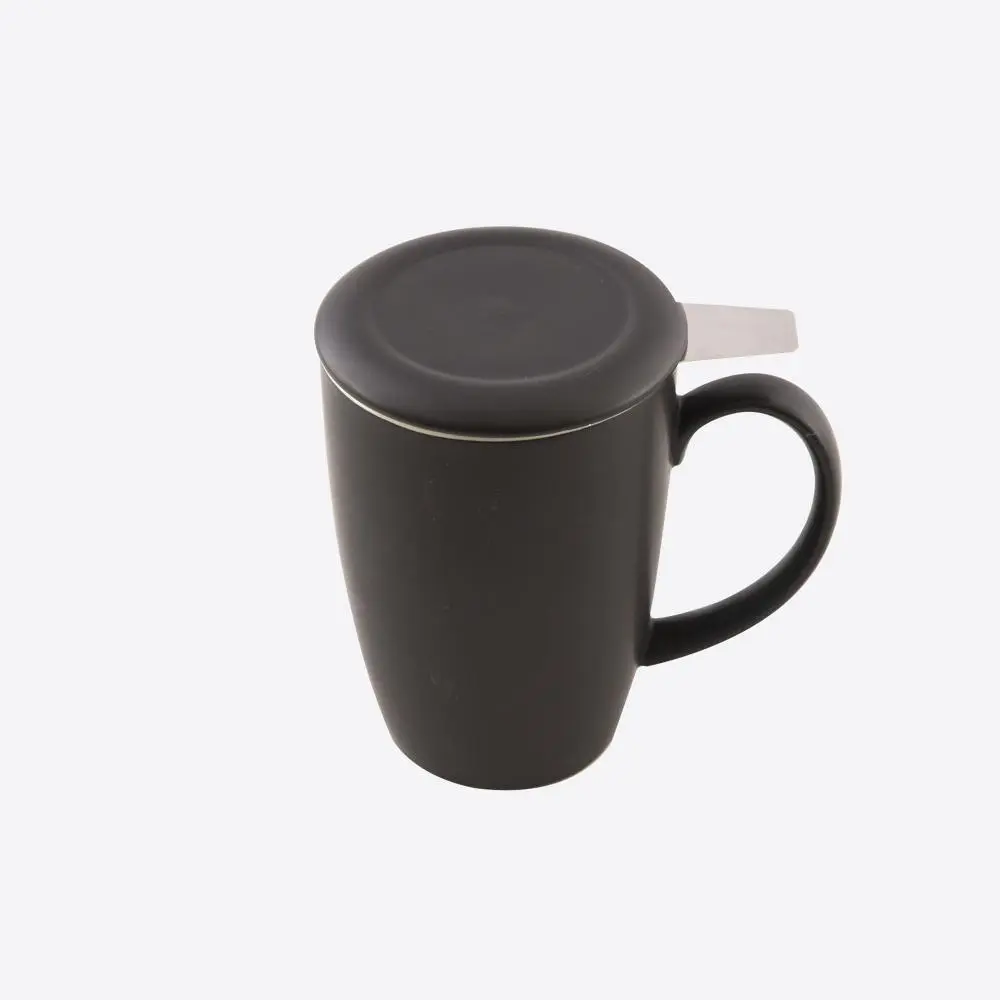 [PV-TAB-9101] Mok met thee infuser en deksel mat zwart 400ml