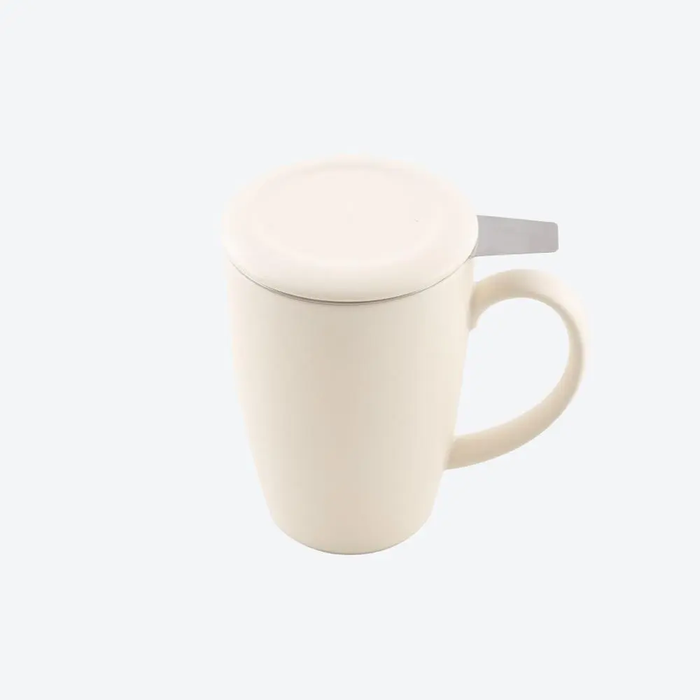 Mok met thee infuser en deksel mat gebroken wit 400ml