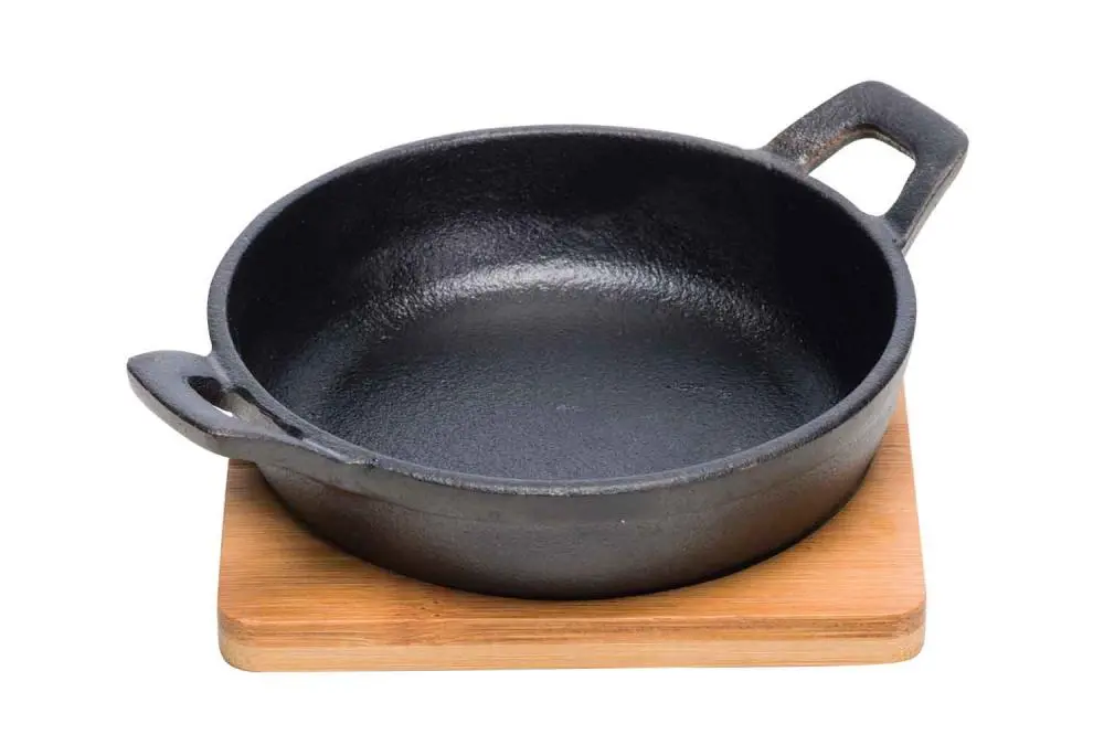 Cosy&Trendy Gietijzeren braadpan 17x13xH5.5cm met plankje