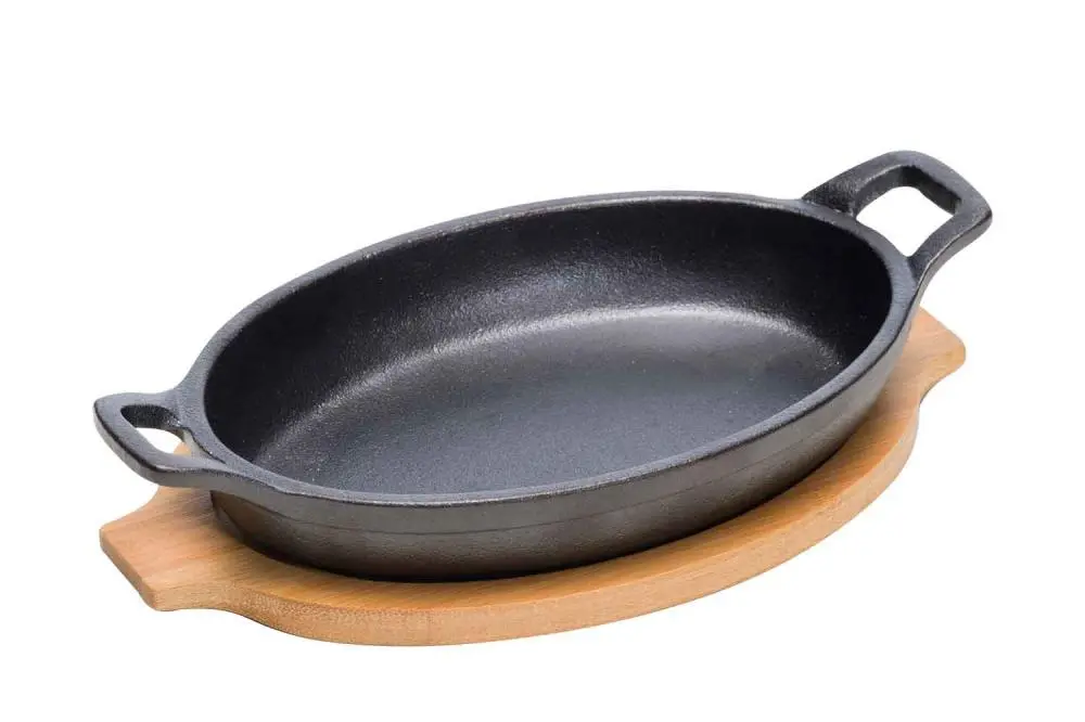 [4135412] Gietijzeren gratinschotel 20x9.5xH4cm met plankje