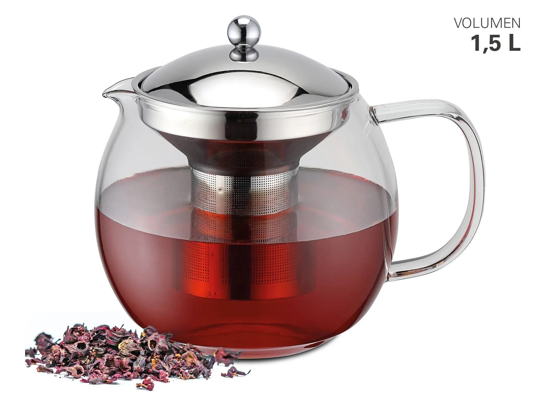 [WS17055] Weis Theekan in glas met theezeef 1,5L