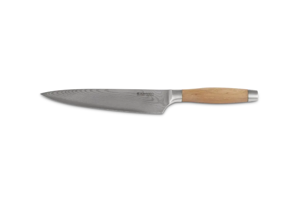 Le Creuset koksmes 20cm damast lemmet olijfhout