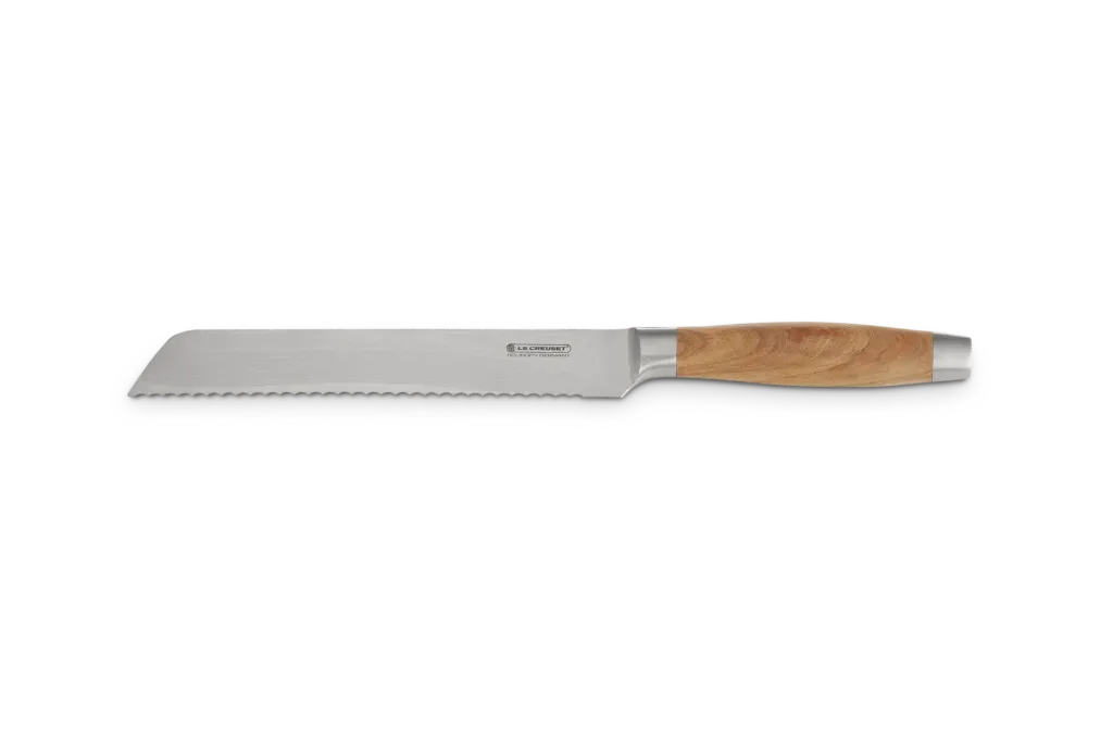 Le Creuset broodmes 20cm damast lemmet olijfhout