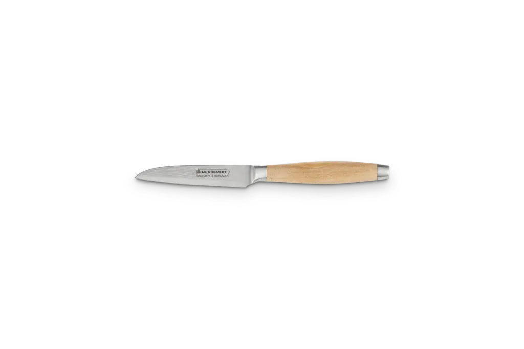 [98000109000200] Le Creuset schilmesje 9cm damast lemmet olijfhout