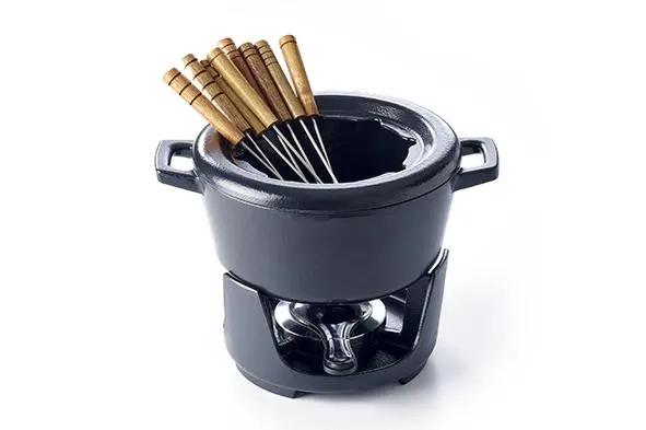 Nori zwart fondueset 2L rond gietijzer