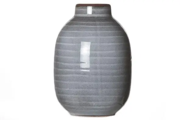 [174023] Mini kruik vaas grijs keramiek D7.5xH11cm