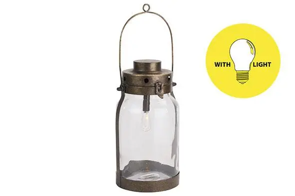 [199886] Lamp lantern goud 16.5x16.5xH32cm metaal