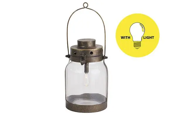 [199887] Lamp latern goud 17x16xH26.5cm metaal