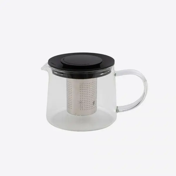 Point virgule theepot uit glas met infuser uit rvs zwart 600ml