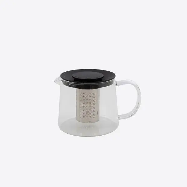 [PV-TAB-9315] Point virgule theepot uit glas met infuser uit rvs zwart 1L