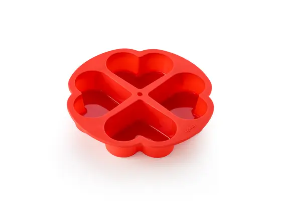 Lékué bakvorm uit silicone voor 4 hartjes rood 25.6cm