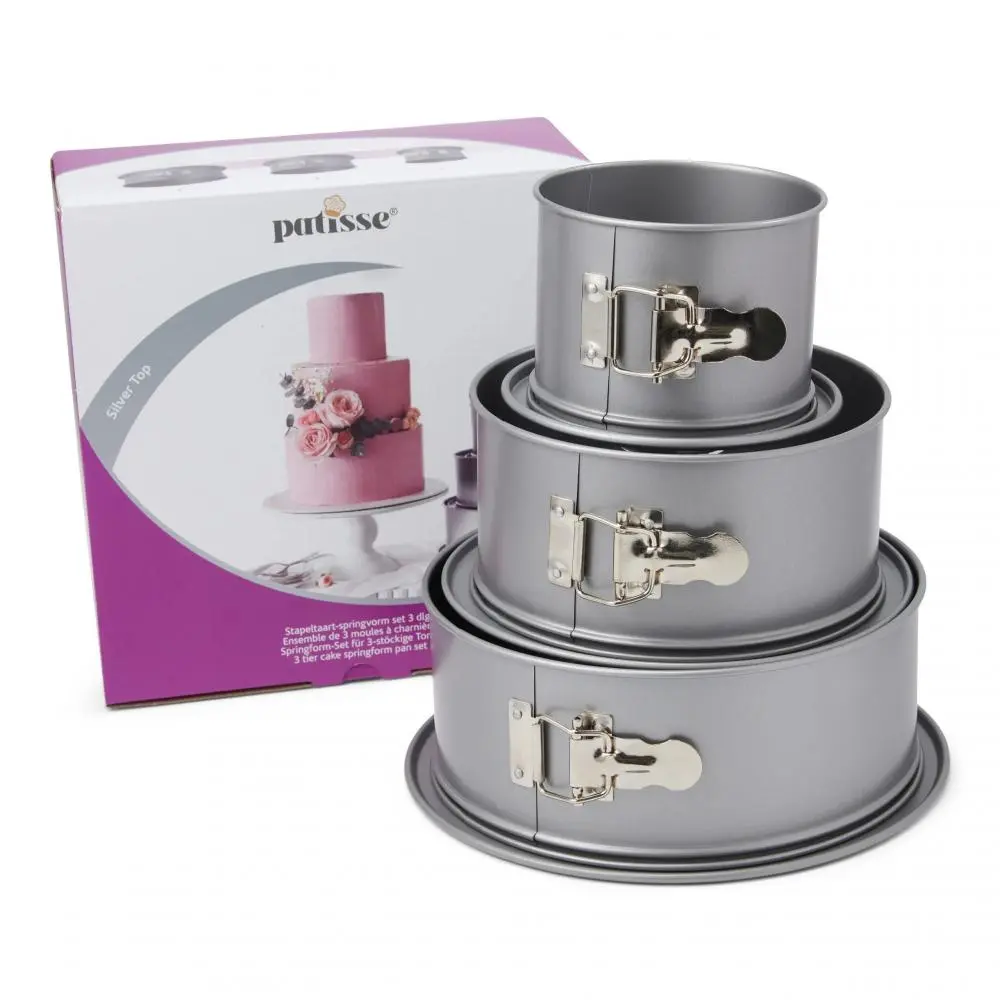 [PA3525] Patisse stapeltaart springvormset silver-top 3delig
