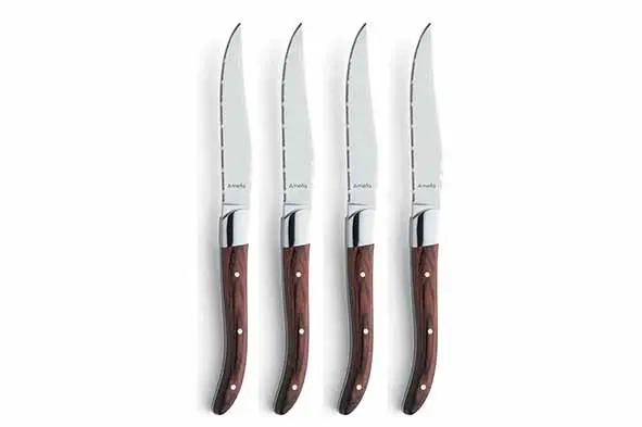 [8306936] Royal steak steakmes set 4 brown wooden gift box