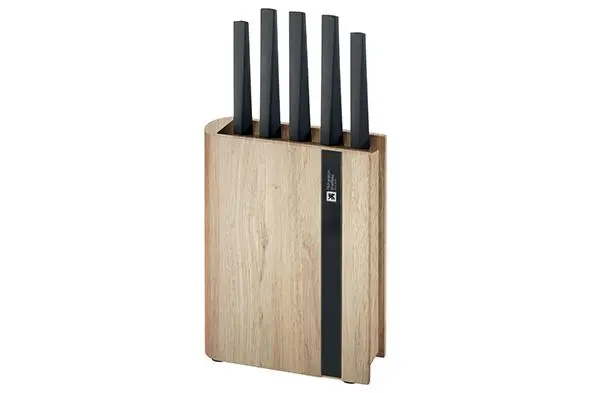 Messenblok natural wood met 5 messen