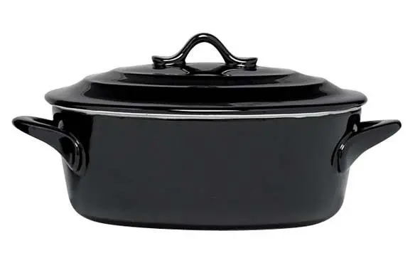 Black ovenschotel met deksel 0.5L D16.5x13x6cm ovaal