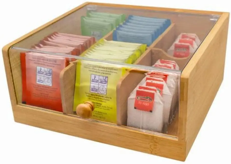 Theedoos bamboe 6 compartimenten