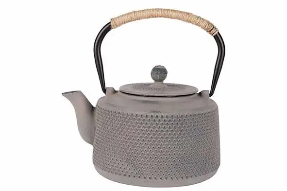 Theepot lichgrijs 1.5L D15xH11cm gietijzer