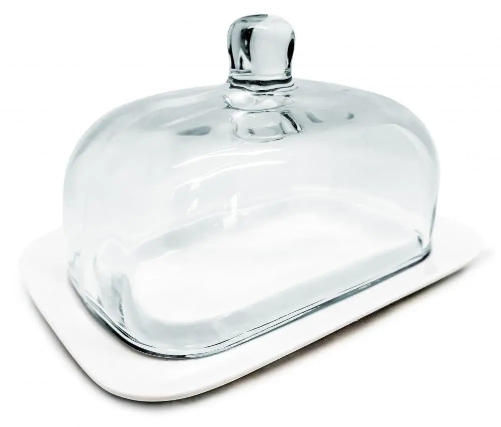 Boterdoos porselein + glas