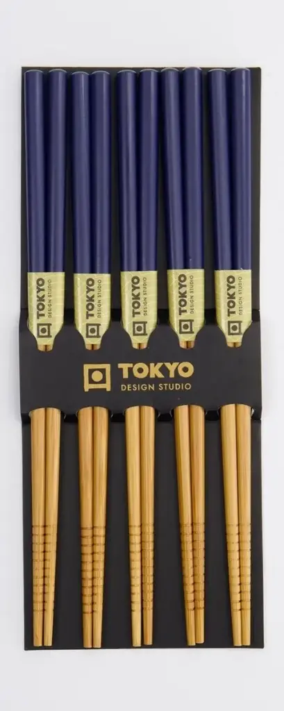 [8719214850562] Chopstick Set/5 pair Dark blue