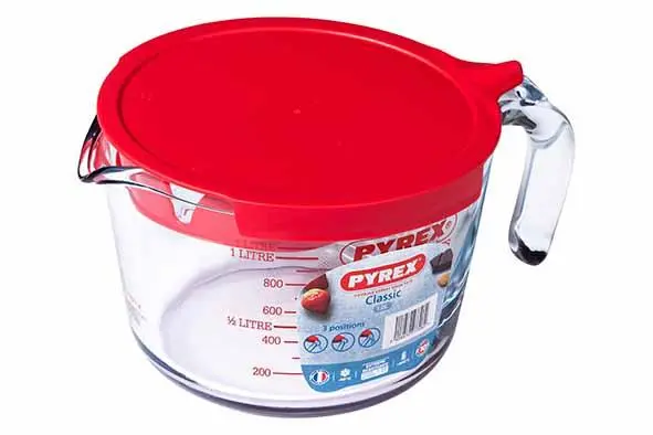 [264P000] Pyrex maatbeker 1L met deksel