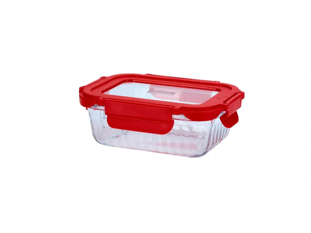 Ovenschaal met glasdeksel rood 370ml