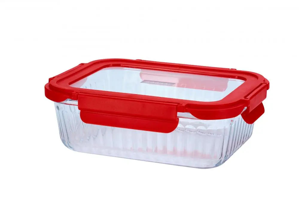 [CK26-15801040RD] Ovenschaal met glasdeksel rood 1040ml