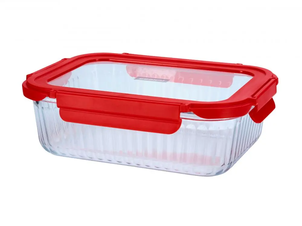 [CK26-15801520RD] Ovenschaal met glasdeksel rood 1520ml