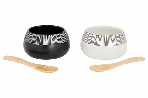 Etosha aperoset 2x bowl D7.5cm + 2x bamboe lepel