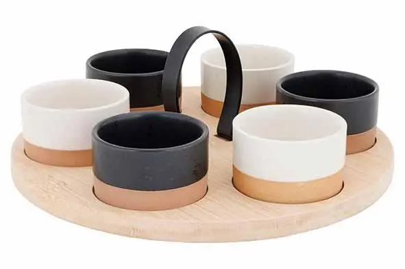 [2920542] Aperoset bamboe serveerplank + 6 schalen