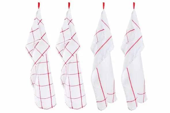 [5218001] Koton keukenhanddoek wit/rood, set 4