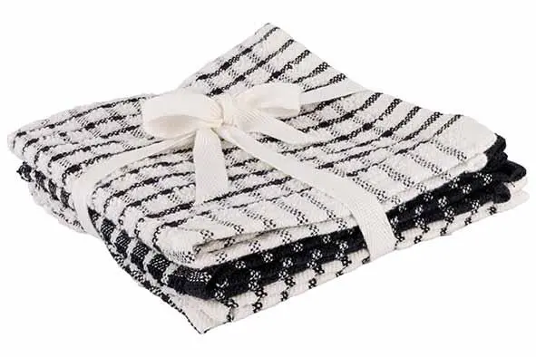 Stoff vaatdoek black chambray 30x30cm, set 3