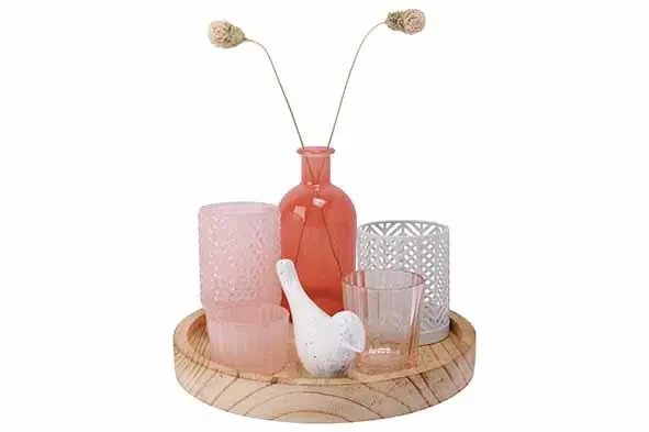 Cosy@home giftset set 7 on plate wit roze
