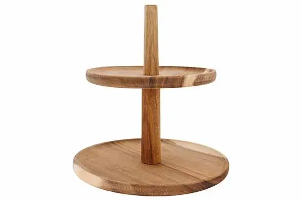 Etagere rond acacia - 2 lagen rond 22xH24cm