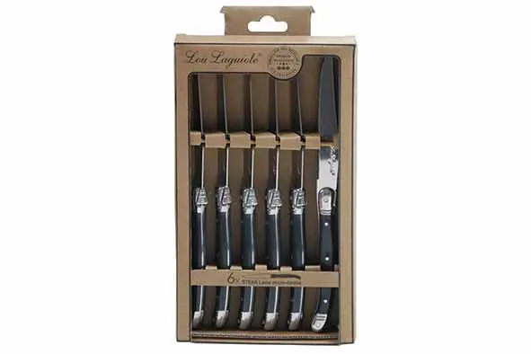 Lou laguiole rustic steakmes grijs, set 6