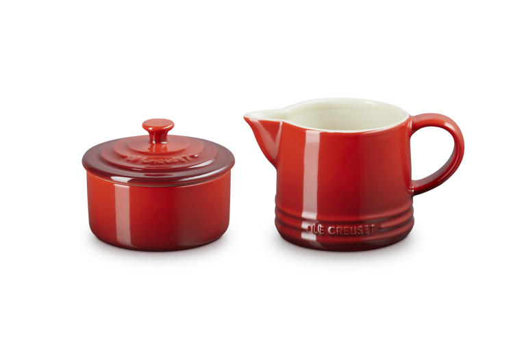Le Creuset melk- en suikerset kersenrood
