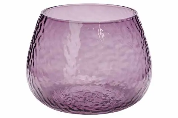 [884777] Theelichthouder hammered paars glas
