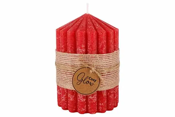 Kaars ribble rood 40u