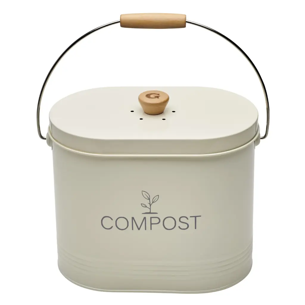 [GL040633] Compostemmer 7L ovaal met filter beige