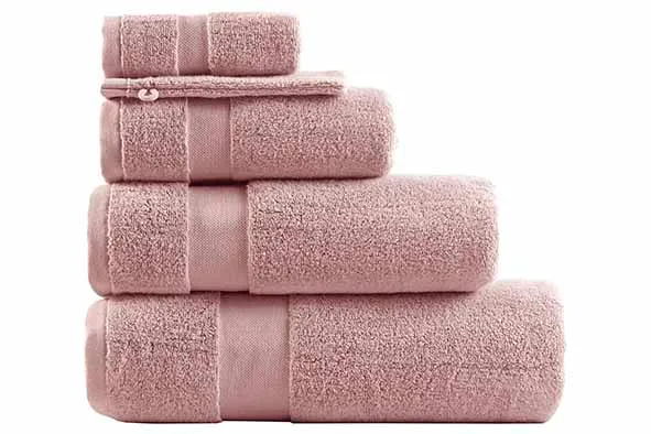 Gastendoek 30x50cm misty roze katoen 650gsm, set 3