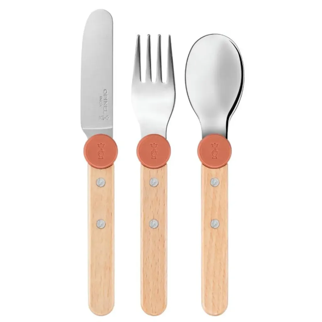 Kinderbestek Opinel koraal 3-delig