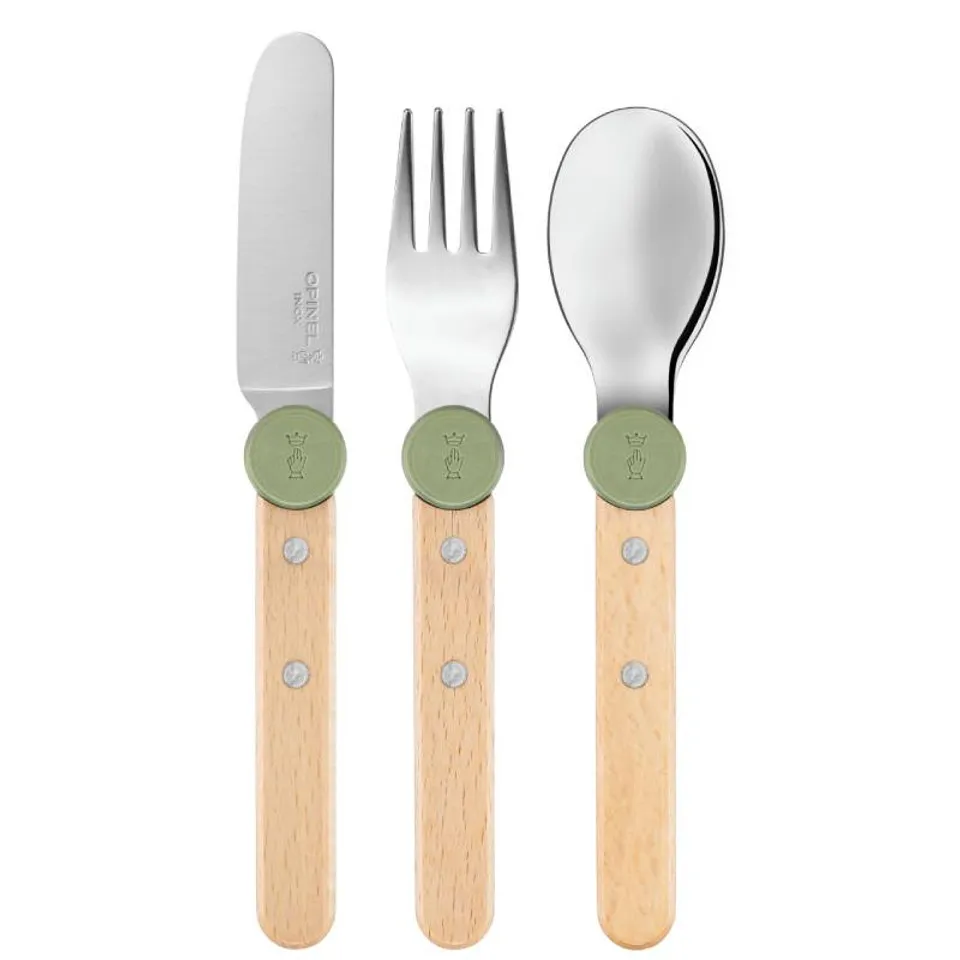 Kinderbestek Opinel olijf 3-delig
