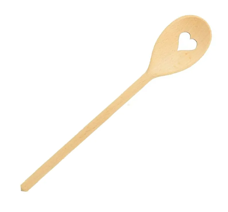 Lepel hout ovaal Hart 30cm 