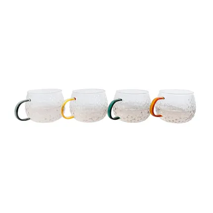 Point-Virgule set van 4 tassen uit gehamerd borosilicaatglas 400ml