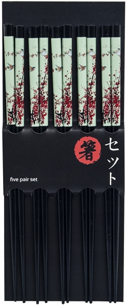 Edo chopstick set/5 pair bird blossom