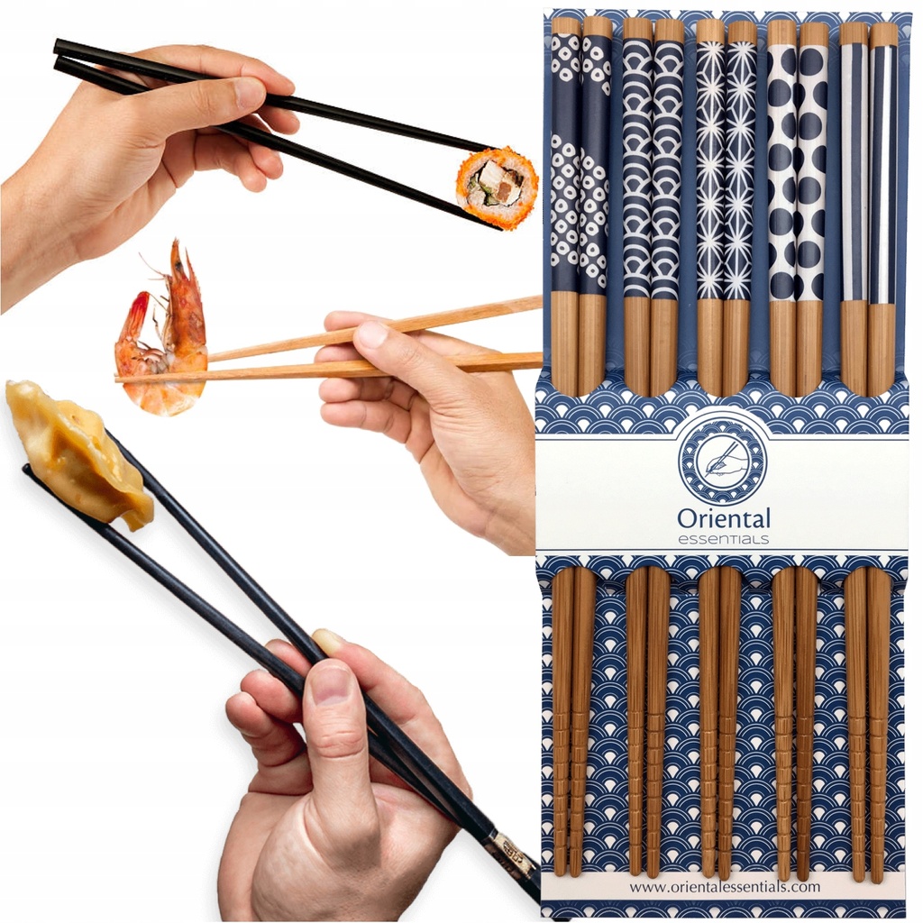 Edo chopstick set/5 pair blue patt