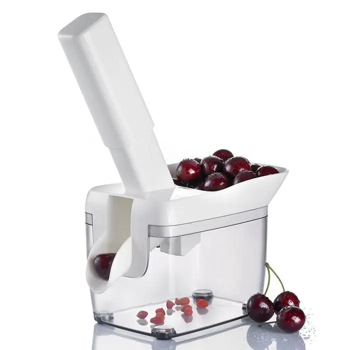 Kersenontpitter met bakje uit kunststof en rvs wit